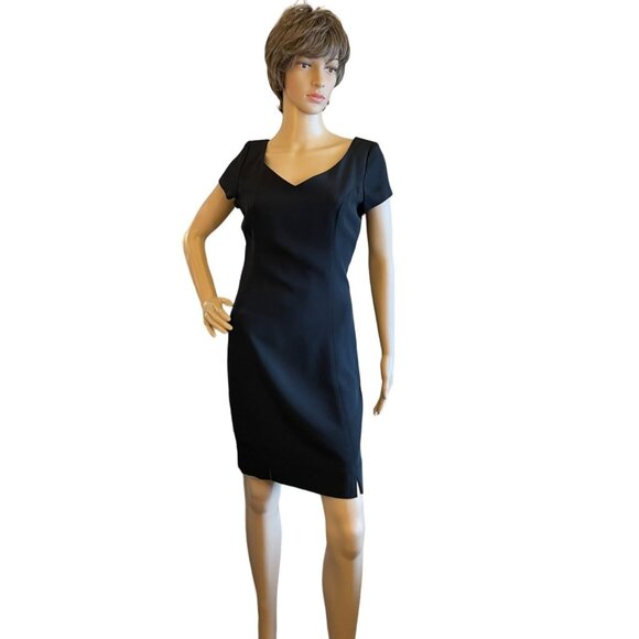 Juliana Collezione Bodycon Fitted Black Silk Dress Womens Size 4 Fully Lined Sli